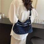 Wholesale Women Fashion Casual Large Capacity Zipper Denim Crossbody Bag - Image 2