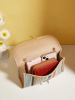 Wholesale Women Fashion Rainbow Woven Flap Lock Square Chain Crossbody Bag - Image 3