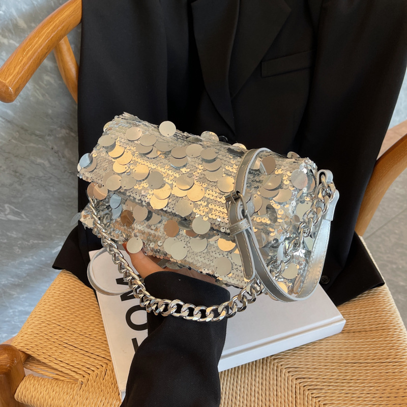 main_2-1635 Women Fashion Simple Sequins Square Chain Crossbody Bag - Image 1