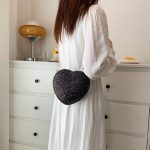 Wholesale Women Fashion Creative Thin Flash Heart Shape Chain Crossbody Bag - Image 2