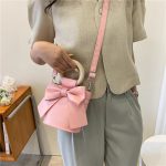 Women Fashion Solid Color Bow PU Crossbody Bag - Image 3
