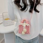 Wholesale Women Fashion Cute Small Handmade Pearl Square Crossbody Bag - Image 3