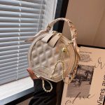 Wholesale Women Fashion Solid Color Rhombic Zipper Round Chain Crossbody Bag - Image 3