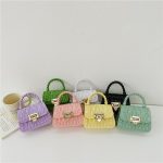 Women Fashion Solid Color Mini Lock Chain Crossbody Bag - Image 2
