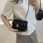 Wholesale Women Fashion Solid Color Diamond Flap Square Chain Crossbody Bag - Image 3