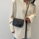 Women Fashion Solid Color Pattern Hollow Square Flap Cross Body Bag - Image 3