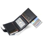 Men Fashion Casual Solid Color Three-Fold Automatic Pumple Card Multi-Card Wallet - Image 3
