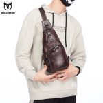 Wholesale Men Vintage Zipper Design Multi-pocket Business Leather Chest Bag - Image 2
