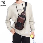 Wholesale Men Vintage Zipper Buckle Design Multi Pocket Business Leather Chest Bag - Image 3
