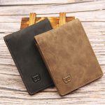 Wholesale Fashion Men Frosted Retro Multi-Function Vintage Solid Color Short Wallet