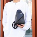 Wholesale Men Casual Commuter Zipper PU Chest Bag - Image 4