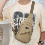 Wholesale Men Fashion Casual Commuter Canvas Chest Bag