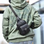 Wholesale Men Casual Vintage Commuter Zipper PU Chest Bag