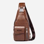 Wholesale Men Casual Vintage Commuter Zipper PU Chest Bag - Image 3