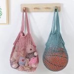Wholesale Fashion Casual Solid Color Cotton Knitted Shopping Net Bag Beach Bag - Image 2