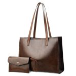 Wholesale Women Fashion Simple Pu Tote Bag Two-Piece Bag Set
