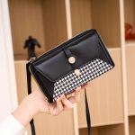 Wholesale Women Fashion Casual Houndstooth Double Zipper Shoulder Bag - Image 2