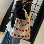 Wholesale Women Fashion Casual Knitted Love Large Capacity Shoulder Bag - Image 5