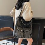 Wholesale Women Fashion Casual Large Capacity Denim Tote Bag - Image 3