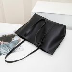 Wholesale Women Fashion Casual Simple Solid Color Large Capacity Tote Bag - Image 3