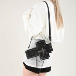 Women Fashion Gothic Rivet Chain Cross-Shaped Shoulder Bag - Image 2