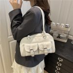 Wholesale Women Fashion Casual Solid Color Rectangular Shoulder Bag - Image 3