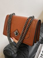 Wholesale Women Fashion Casual Solid Color Snake-Pattern Chain Small Square Shoulder Bag - Image 3