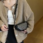 Women Fashion Solid Color Rivet Small Square Shoulder Bag - Image 2