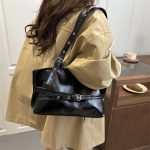 Women Fashion Casual Simple Solid Color Large Capacity Shoulder Bag - Image 2