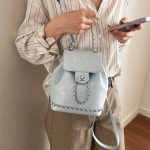 Wholesale Women Fashion Casual Solid Color Chain Backpack - Image 3