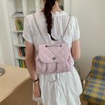 Wholesale Women Fashion Casual Solid Color Rhombus Chain Backpack - Image 4