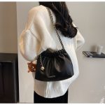 Wholesale Women Fashion Casual Solid Color Chain Plush Pendant Shoulder Bag - Image 4
