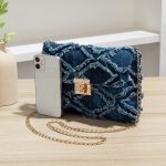 Wholesale Women Fashion Casual Denim Chain Small Square Flip Shoulder Bag - Image 2