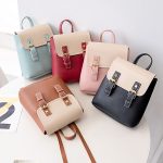 Wholesale Women Fashion Casual Contrast Color Double Buckle Backpack