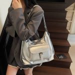 Women Fashion Retro Casual Solid Color Large Capacity Multifunctional Shoulder Bag - Image 2