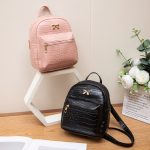 Wholesale Women Fashion Casual Solid Color Crocodile Pattern Mini Backpack - Image 3
