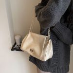 Women Fashion Retro Casual Solid Color Chain Shoulder Bag - Image 3