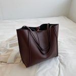 Women Fashion Casual Simple Solid Color Large Capacity Tote Bag