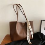Wholesale Women Fashion Casual Retro Solid Color Large Capacity Tote Bag - Image 2