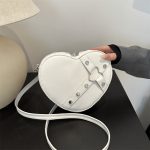 Wholesale Women Fashion Personalized Solid Color Rivet Love Shaped Shoulder Bag - Image 2