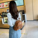 Women Fashion Simple Solid Color Embroidered Backpack - Image 4
