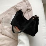 Wholesale Autumn And Winter Women Fashion Casual Solid Color Plush Shoulder Bag - Image 3
