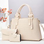 Wholesale Women Fashion Casual Solid Color Stone Pattern Handbag Three-Piece Bag Set - Image 3