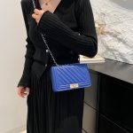 Women Casual Simple Solid Color Lock Buckle Chain Square Shoulder Bag - Image 3