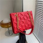Women Fashion Simple Solid Color Chain Shoulder Bag - Image 3