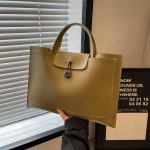 Women Fashion Casual Simple Solid Color Large Capacity Handbag - Image 3