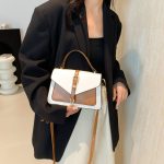 Wholesale Fashion Contrast Color Stitching Flip Square Shoulder Bag - Image 4