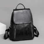 Wholesale Women Simple Large Capacity Fashion Retro Travel Schoolbag Pu Soft Leather Backpack - Image 3