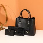 Wholesale Women Fashion Casual Crocodile Pattern Large Capacity Handbag Three-Piece Bag Set - Image 3