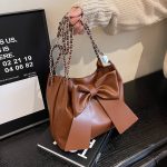 Women Fashion Simple Bow PU Shoulder Bag - Image 3